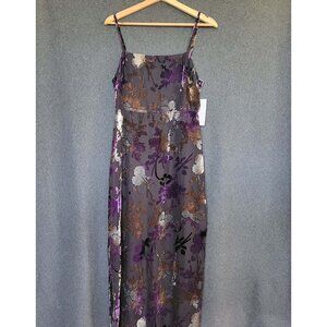 NWT Black Strappy Burnt Velvet Floral Whimsigoth Midi Slip Dress Size 6